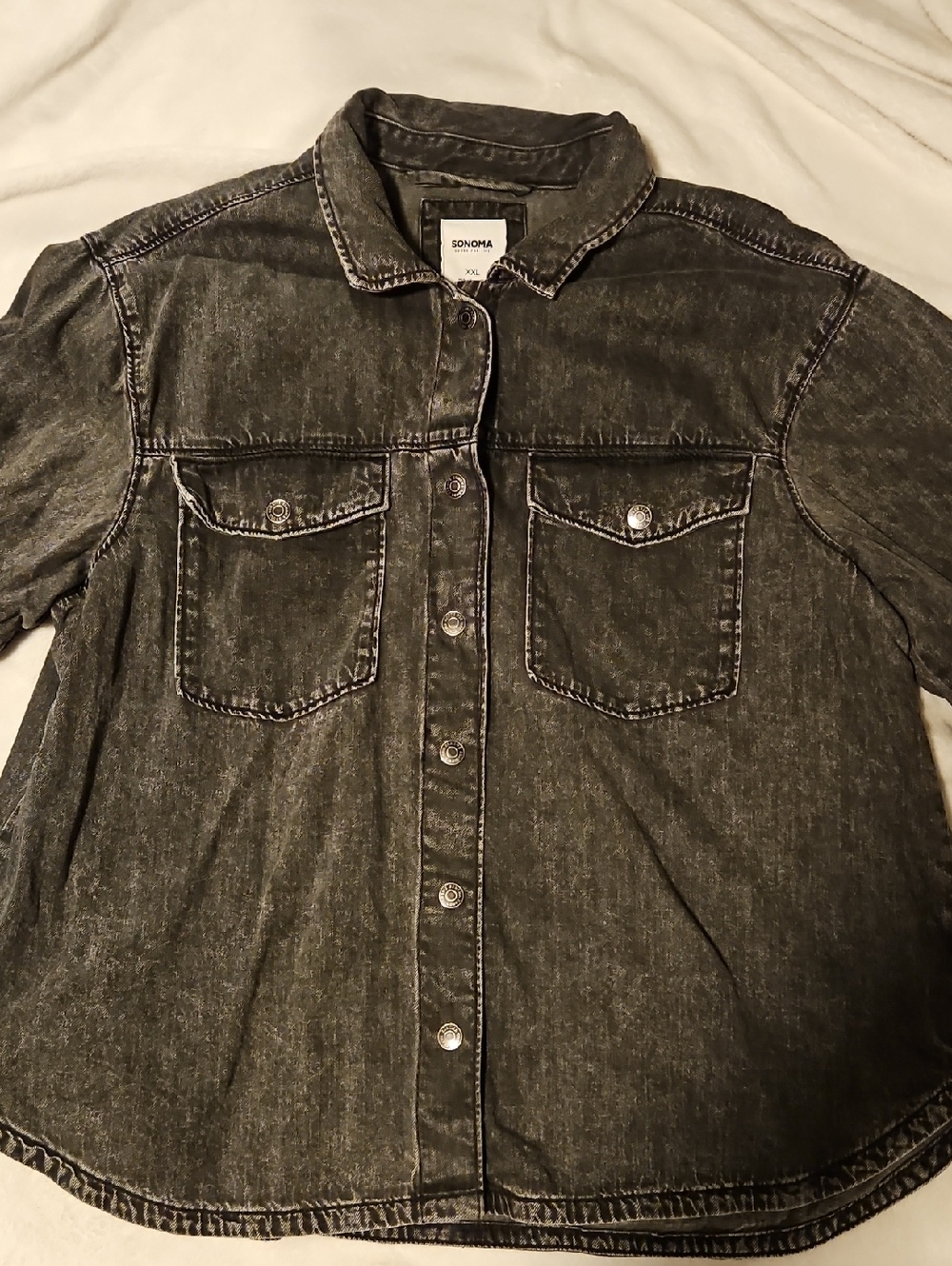SONOMA Gray Washed Denim Button-Front Shirt